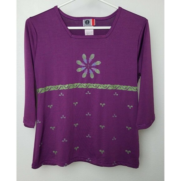 AriZona Other - Arizona Jean Company Girl's Large 3/4 Sleeve Shirt Flower Purple Vintage Y2K